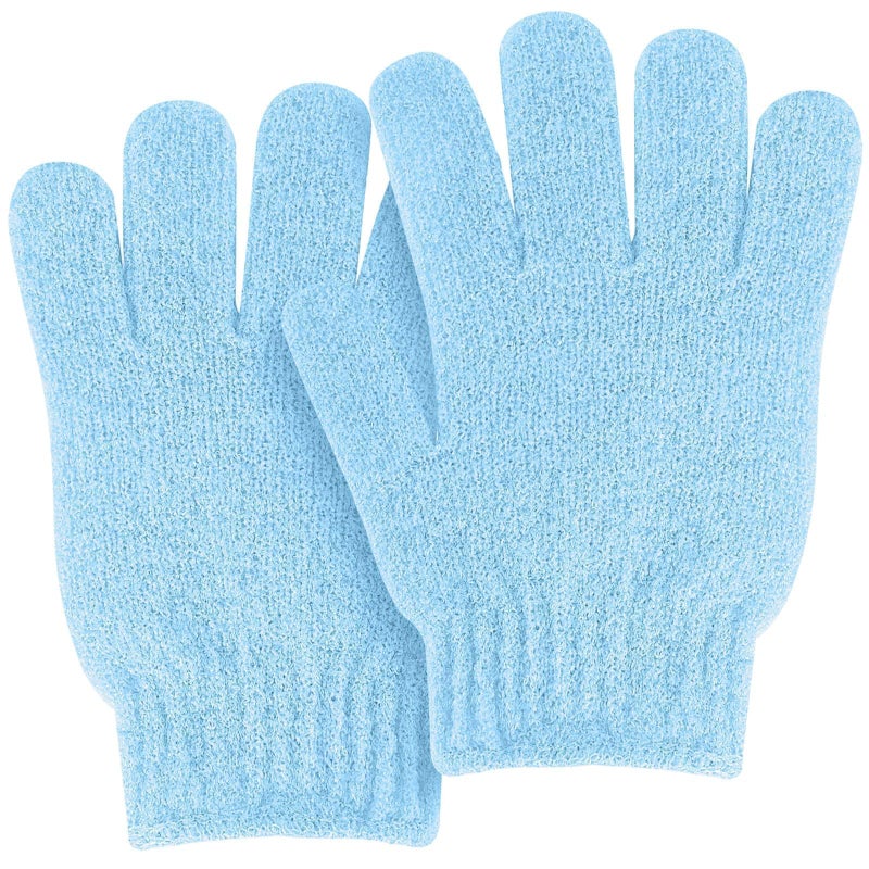 MOLOPPO Bath Glove 2 PCS Use Loofah Sponge Exfoliating Body Scrubber Deep Cleansing Removes Dead Skin for Both Women and Men(Blue) - Image 1